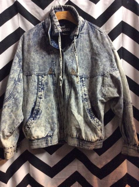 S Denim Jacket Zip Up Acid Wash Boardwalk Vintage