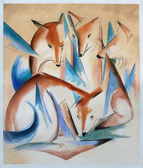 Four Foxes Franz Marc Hand Painted Oil Painting Reproductionabstract