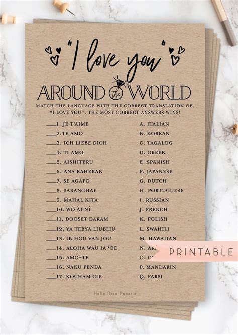 I Love You Around The World Printable Seating Chart For Wedding