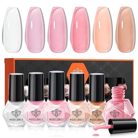 Amazon Modelones Jelly Nail Polish Colors Sheer Nude Pink Milky White Neutral Nude Nail