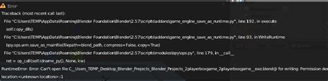 Save As Runtime Error Permission Denied Game Engine Support And