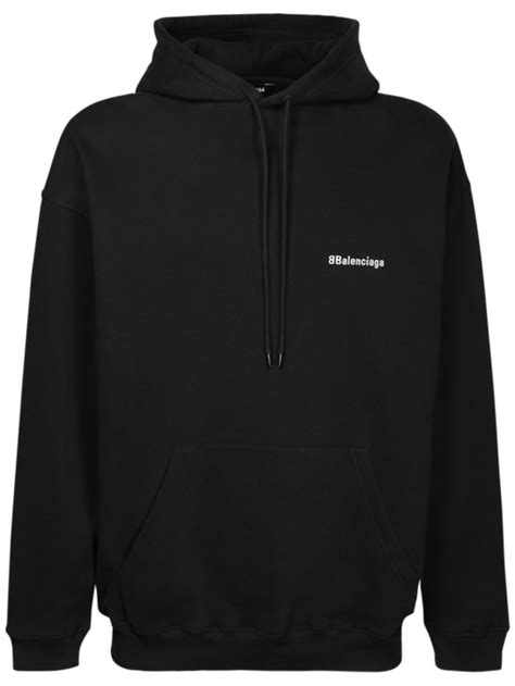 Logo Embroidered Cotton Hoodie Balenciaga Men Luisaviaroma