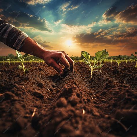 Premium AI Image | Farmer planting crop in soil