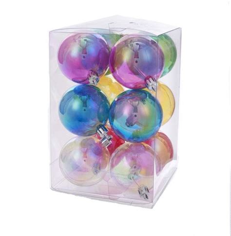 Iridescent Christmas Ornaments Clear Balls Set