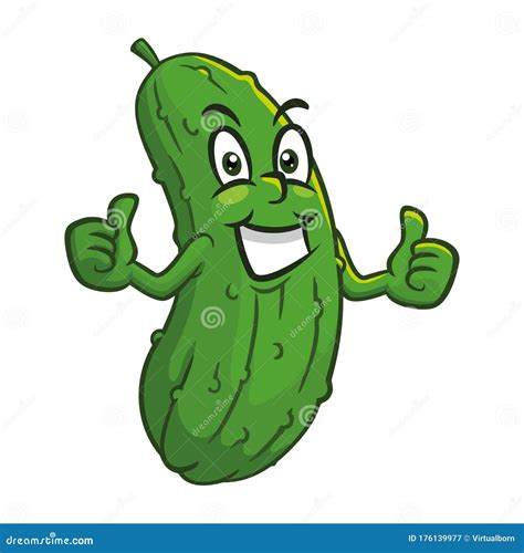 Smiling Thumbs Green Cucumber Cartoon Character Vector Stock Vector