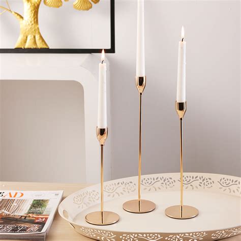 Nuptio Gold Candle Holder For Taper Candles Candlestick Holders Set Of 15