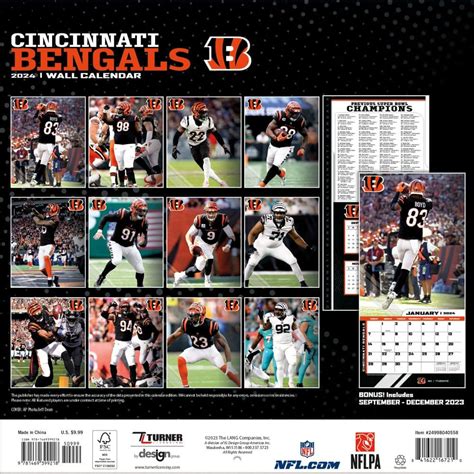 Cincinnati Bengals 2024 Calendar Esther Robbie