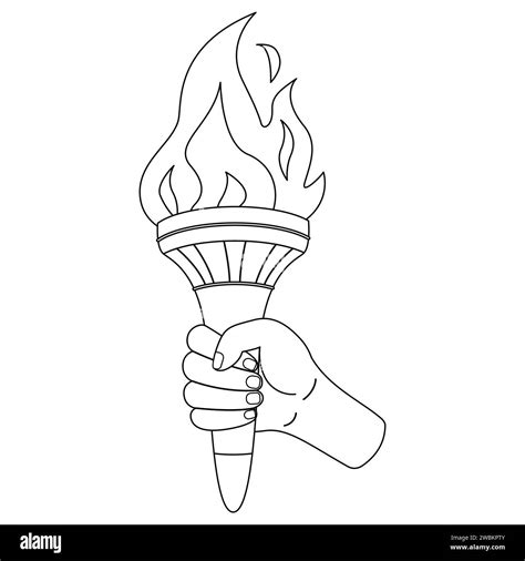 Hand Holding A Torch Sport Symbol Flat Vector Illustration Design