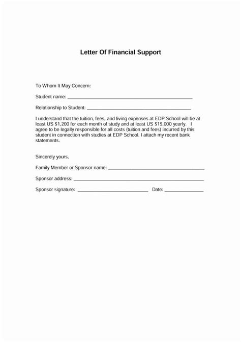 Letter Of Financial Responsibility Template Printable Templates Free