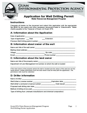 Fillable Online Epa Guam Landowner S Well Permit Application Form Fax