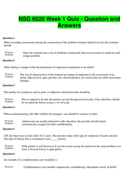 Nsg Week Quiz Question And Answers Browsegrades