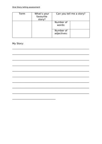 Talk For Writing Eyfs Story Telling Assessment Sheet Teaching Resources