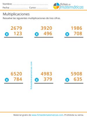 Fichas De Multiplicaciones Por Una Cifra Para Imprimir Gratis Pdf