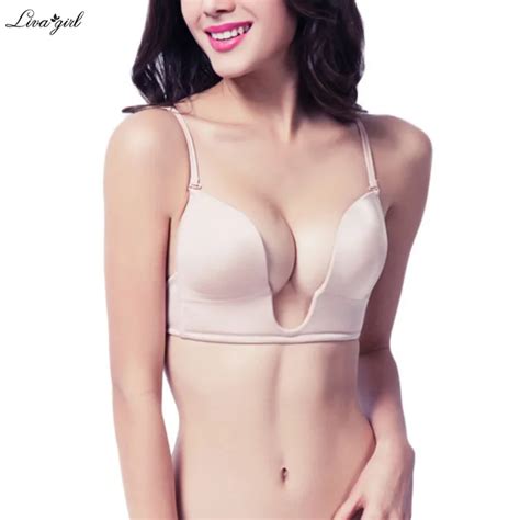 Deep U Low Cut Women Bras Fashion Push Up Seamless Women Lingerie Sexy