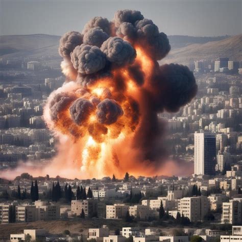 Premium Photo | Big missile explosion on the background of a city