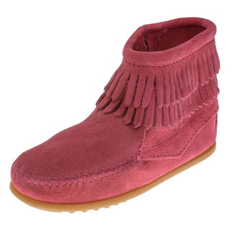 Minnetonka Moccasins 2295 Childrens Double Fringe Ankle Boot Hot