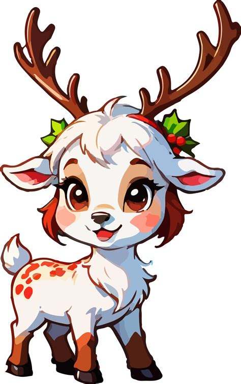 Cute Christmas Reindeer Cartoon Design Ai Generative 33500141 Png