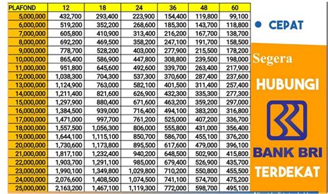 Lihat Tabel Angsuran Kur Bri Sebagai Ancang Ancang Jumlah Pinjaman
