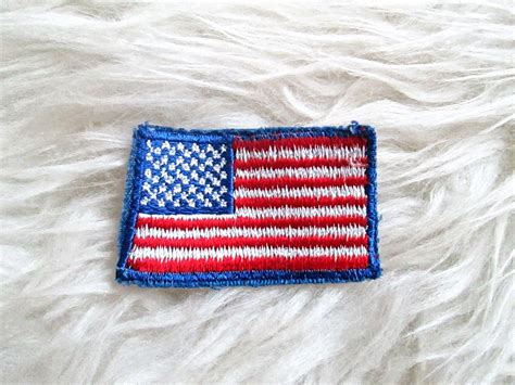 Vintage American Flag Embroidered Patch Etsy Vintage American Flag Embroidered Patches