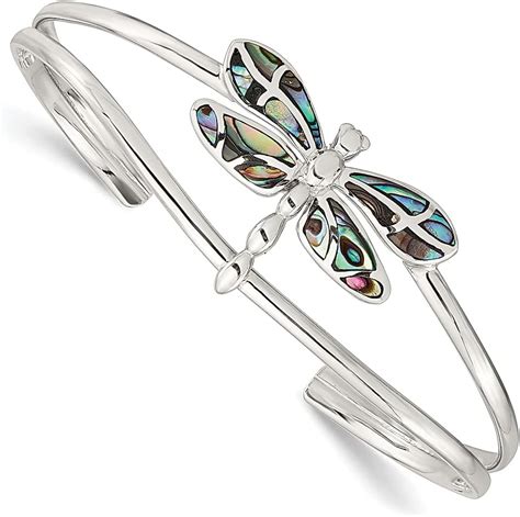 Amazon ICE CARATS 925 Sterling Silver Abalone Dragonfly Bangle