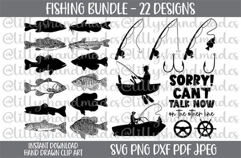 Fisch Svg Angelrute Svg Angeln Svg Bass Svg Wels Svg Angel Clipart