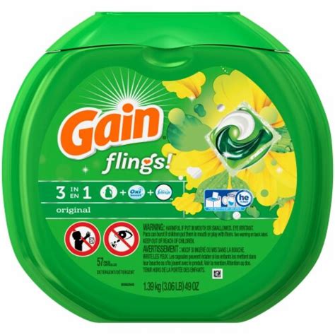 Gain Flings Original Scent 3 In 1 Laundry Detergent Pacs 57 Ct Ralphs