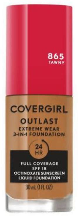 COVERGIRL Outlast Extreme Wear 3 In 1 Foundation SPF 18 Color 865 Tawny