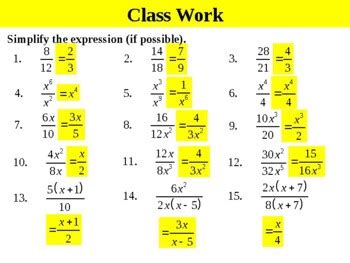 Algebra Essentials 11.2 Simplifying Rational Expressions in Factored ...