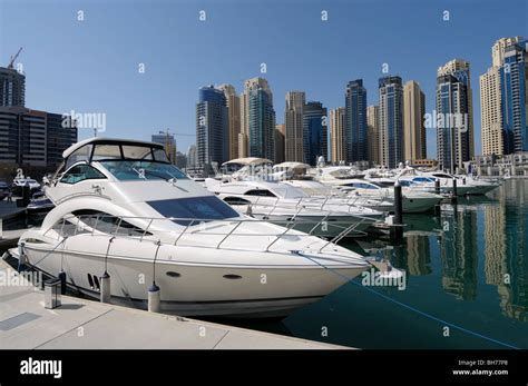 Luxury Yachts At Dubai Marina Dubai United Arab Emirates Stock Photo