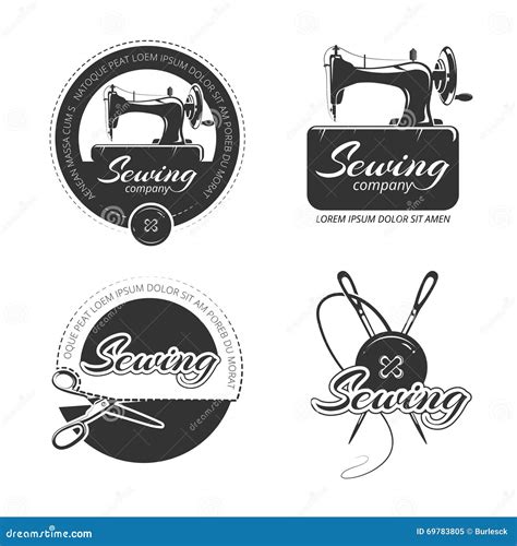 Vintage Tailor Vector Labels Emblems And Logo Set Stock Vector