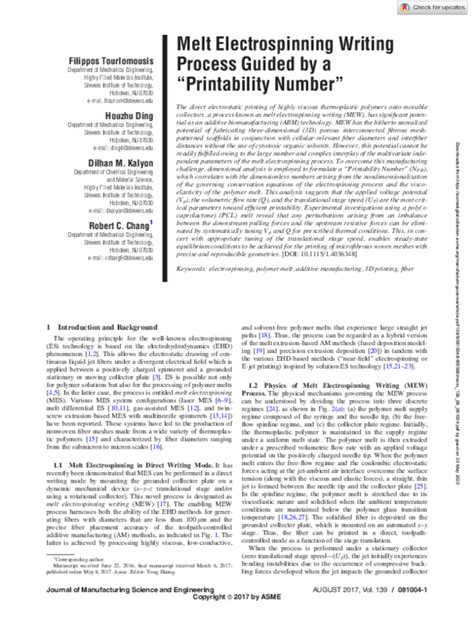 Pdf Melt Electrospinning Writing Process Guided By A Printability