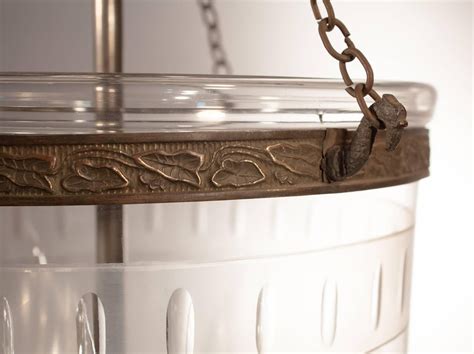 Antique Bell Jar Lantern With Etched Leaf Motif At 1stDibs