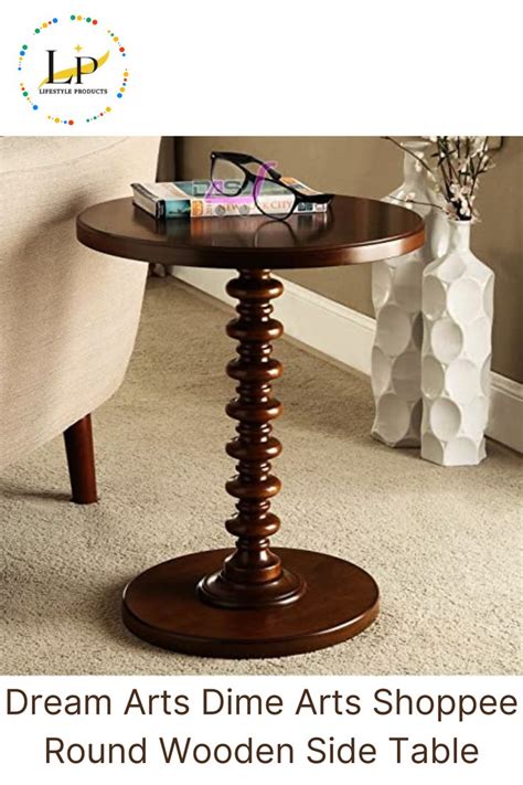 Dream Arts Dime Arts Shoppee Round Wooden Side Table For Living Room