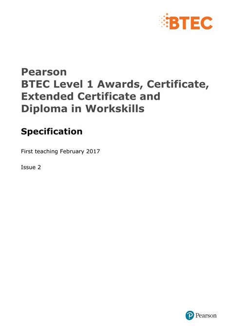 Pdf Pearson Btec Level Awards Certificate Extended Pearson