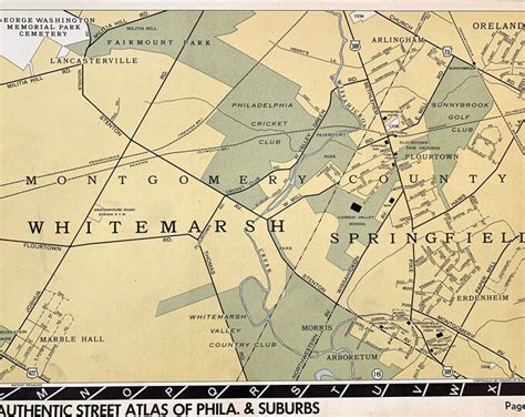 Large Original 1927 Map Of Parts Of Flourtown Fort Washington Upper