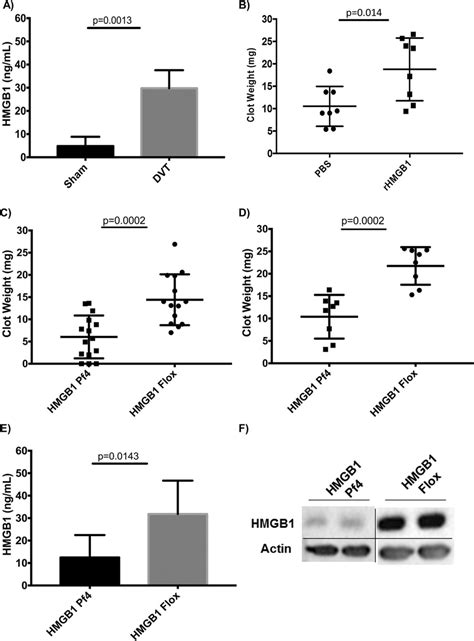 Platelet Derived Hmgb1 Promotes Dvt Formation A Hmgb1 Levels Are