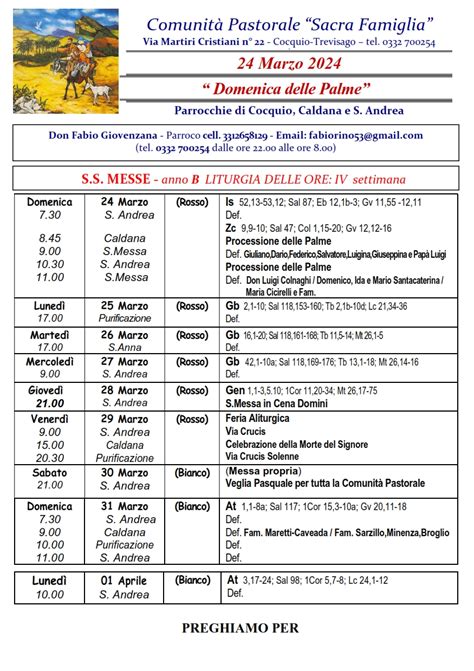 Cocquio Trevisago Comunit Pastorale S Famiglia Avvisi Marzo
