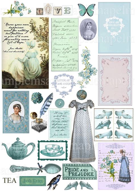 Digital Collage Sheet Jane Austen Pride And Prejudice Jane Eyre Images