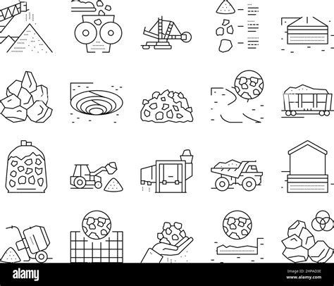 Crushed Stone Mining Collection Icons Set Vector Stock Vector Image