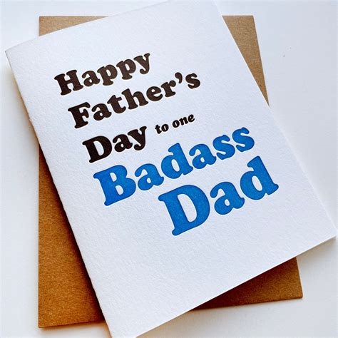 Badass Dad Letterpress Fathers Day Card Etsy