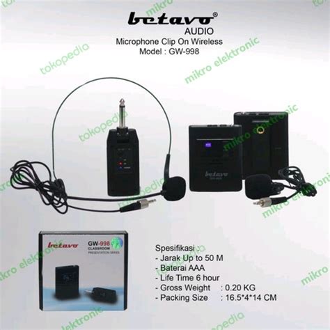 Jual Mic Wireless BETAVO GW998 Clip On Headset ORIGINAL GW 998 Kota