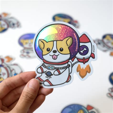 Holographic Stickers Corgi Stickers Vinyl Stickers Die Cut