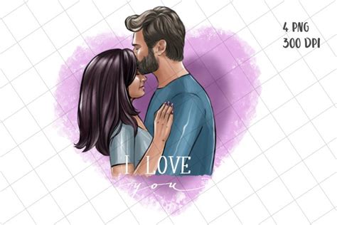 Loving Couple In Heart Sublimation Design Fashion Clipart