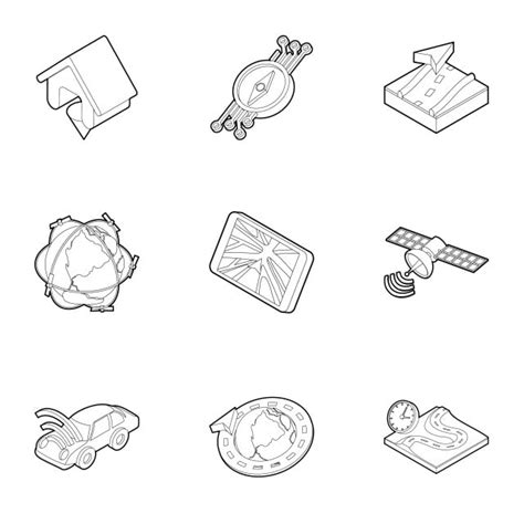 Outline Style Vector Art Png Location Icons Set Outline Style