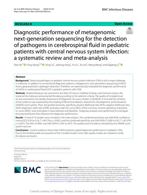 Pdf Diagnostic Performance Of Metagenomic Next Generation Sequencing