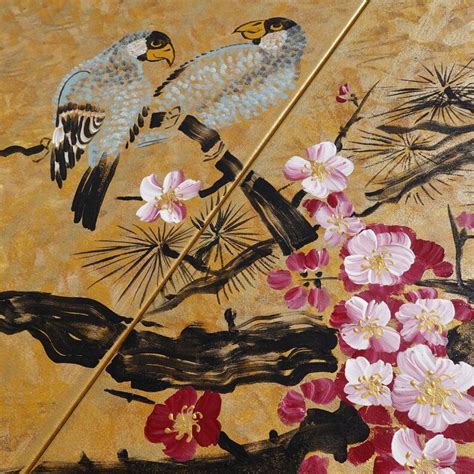 Japan Art Cherry Blossom And Love Birds Japanese Style Etsy