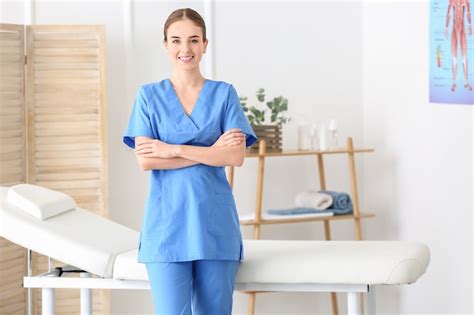 Premium Photo Portrait Of Female Massage Therapist In Medical Center