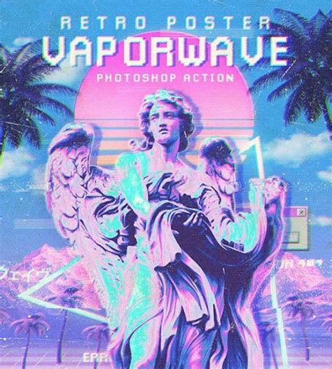 Graphicriver Vaporwave Retro Poster Photoshop Action 39303465