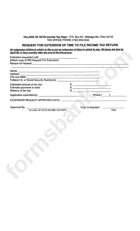 Request For Extension Of Time To File Income Tax Return Form State Of