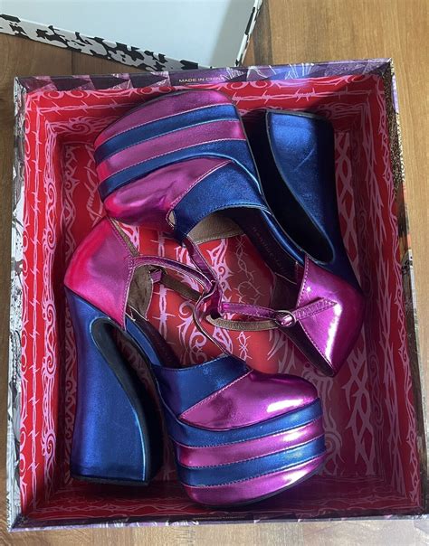 Jeffrey Campbell Lucetta Purple Blue Metallic Leath Gem